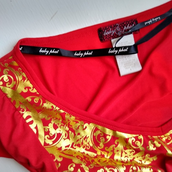 Y2K Vintage Baby Phat Red and Gold Debut KLS Designer Tee NWOT - Picture 8 of 16
